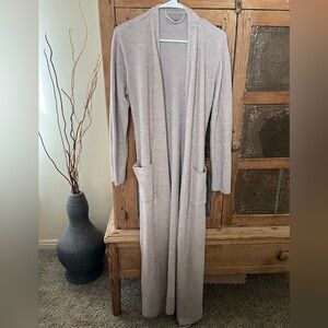 Barefoot Dreams Cozy Open Front Cardigan in Taupe